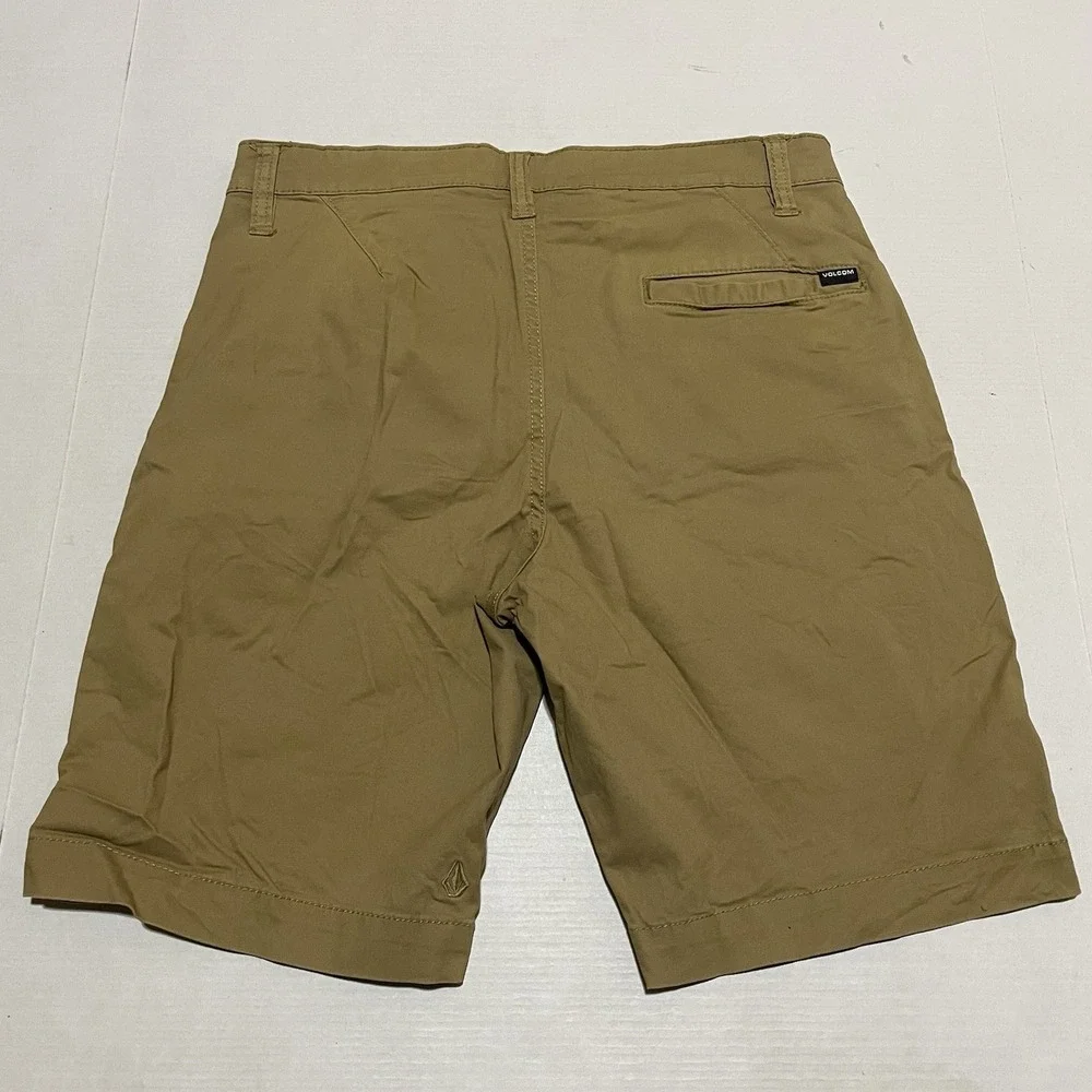 Volcom True To This Chino Shorts Mens 33 X 9 Khaki Tan Stretch Flat Front Casual